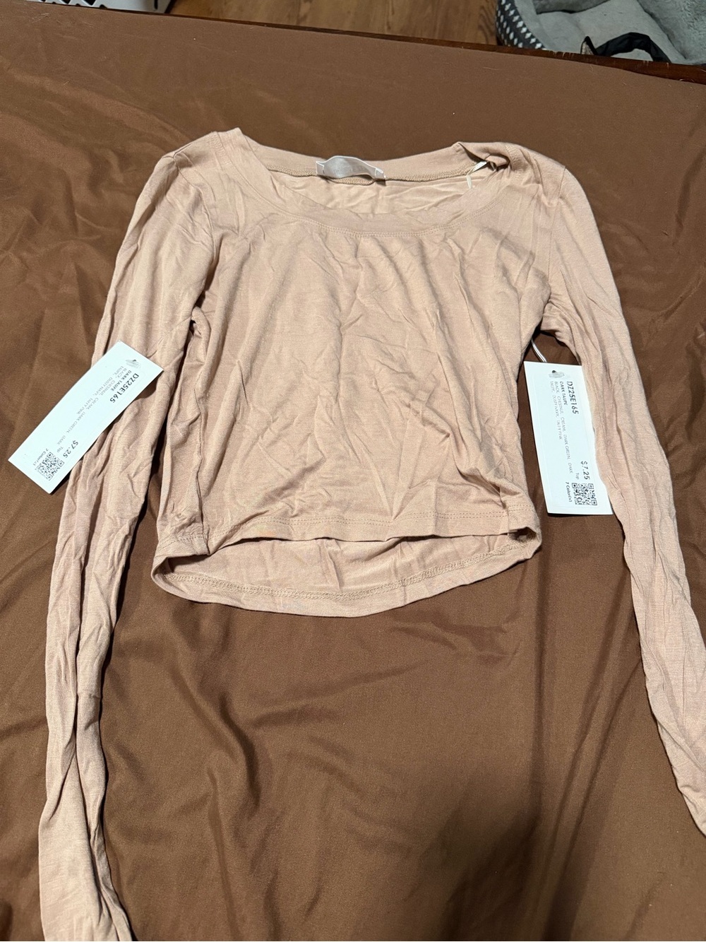NWT Double Zero Spicy Small Taupe Long Sleeve Crop Top